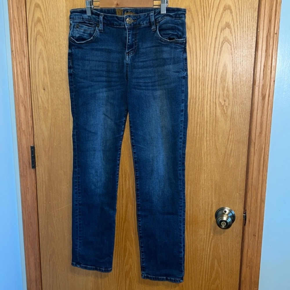 KUT from the Kloth Straight Leg Jeans Womens 8 Blue Excellent Whiskered Denim‎